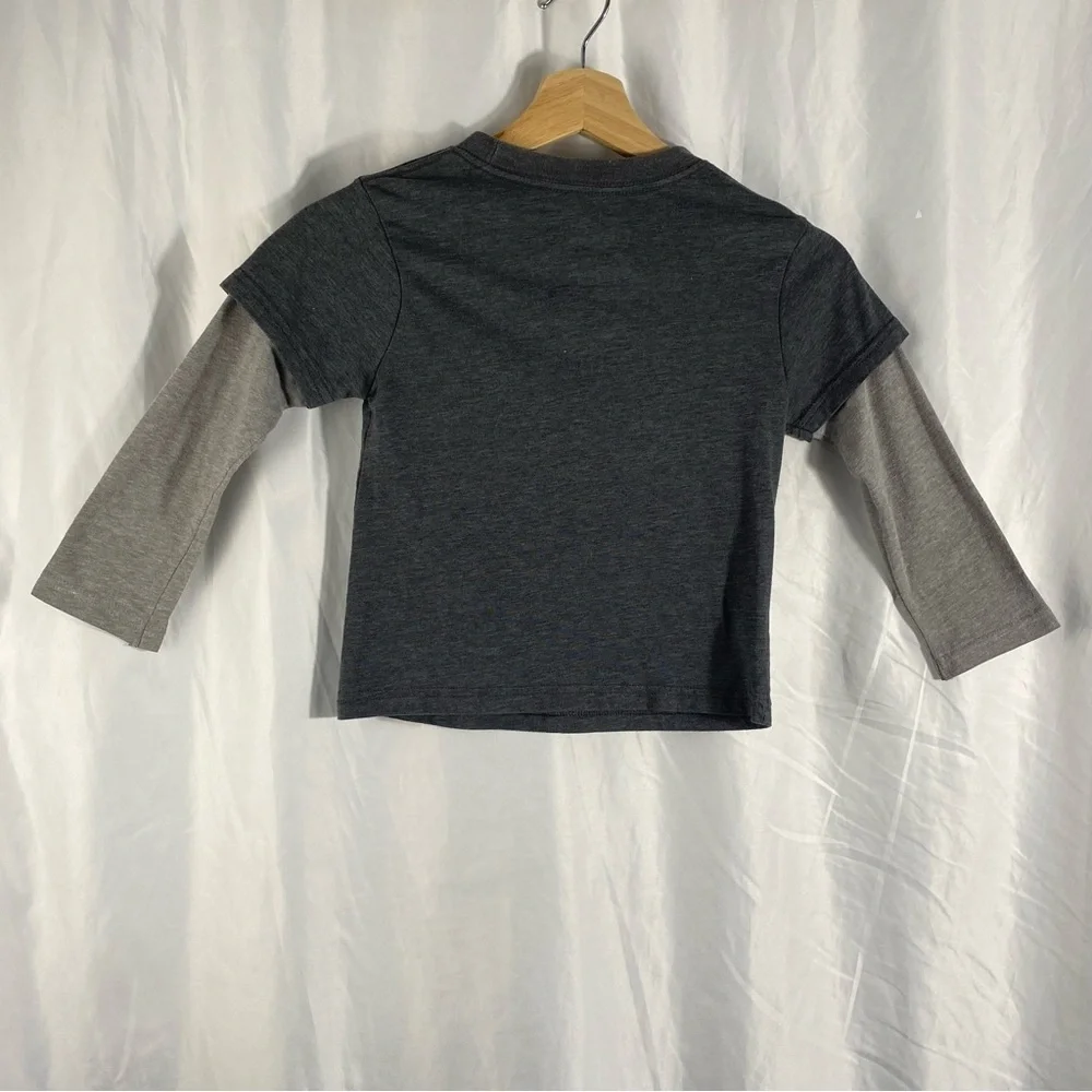 Disney Mickey Mouse Dark Gray and Light Gray Long Sleeve Tee Size 5T
